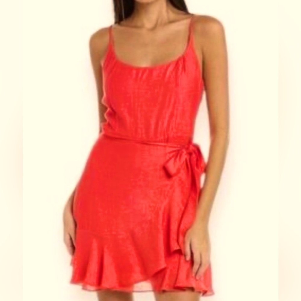 NWOT Socialite Coral Mini Dress with Ruffle Hem